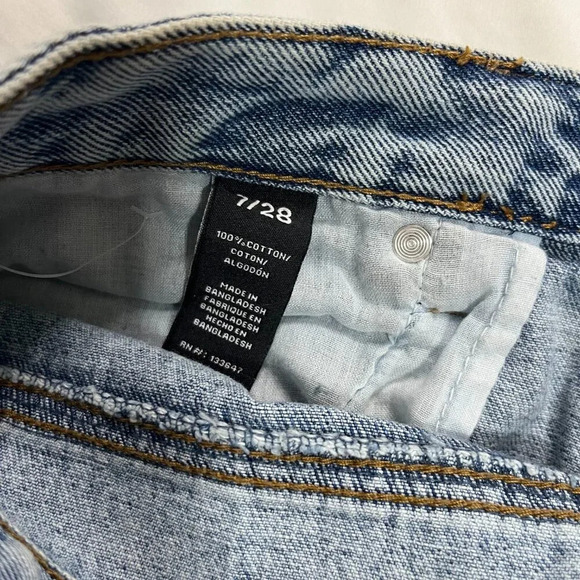 Celebrity Pink | Medium Wash Distressed High Waist Denim Jean Shorts | Size 7 - Picture 5 of 6